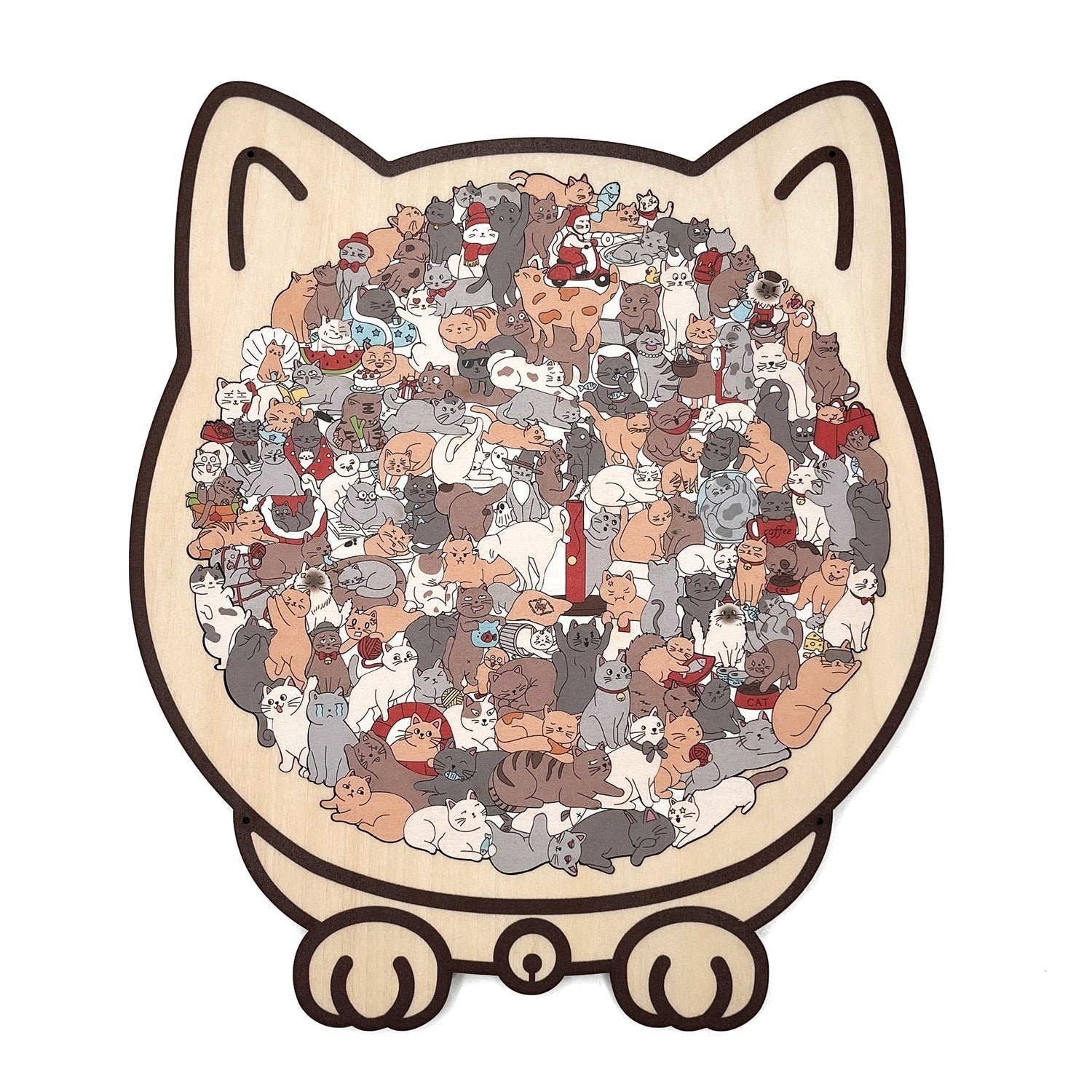 WhiskerCraft –  135 Pcs Cat Shaped Wooden Puzzle