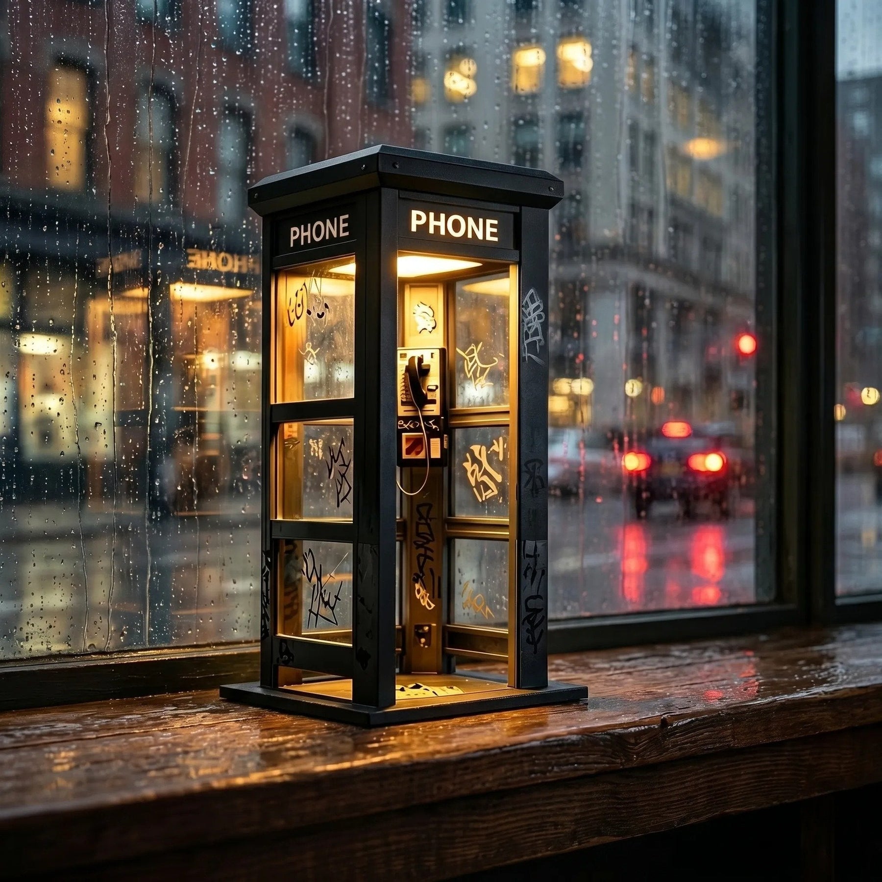 NoirBooth Glow - Vintage Phone Booth Ambient Lamp
