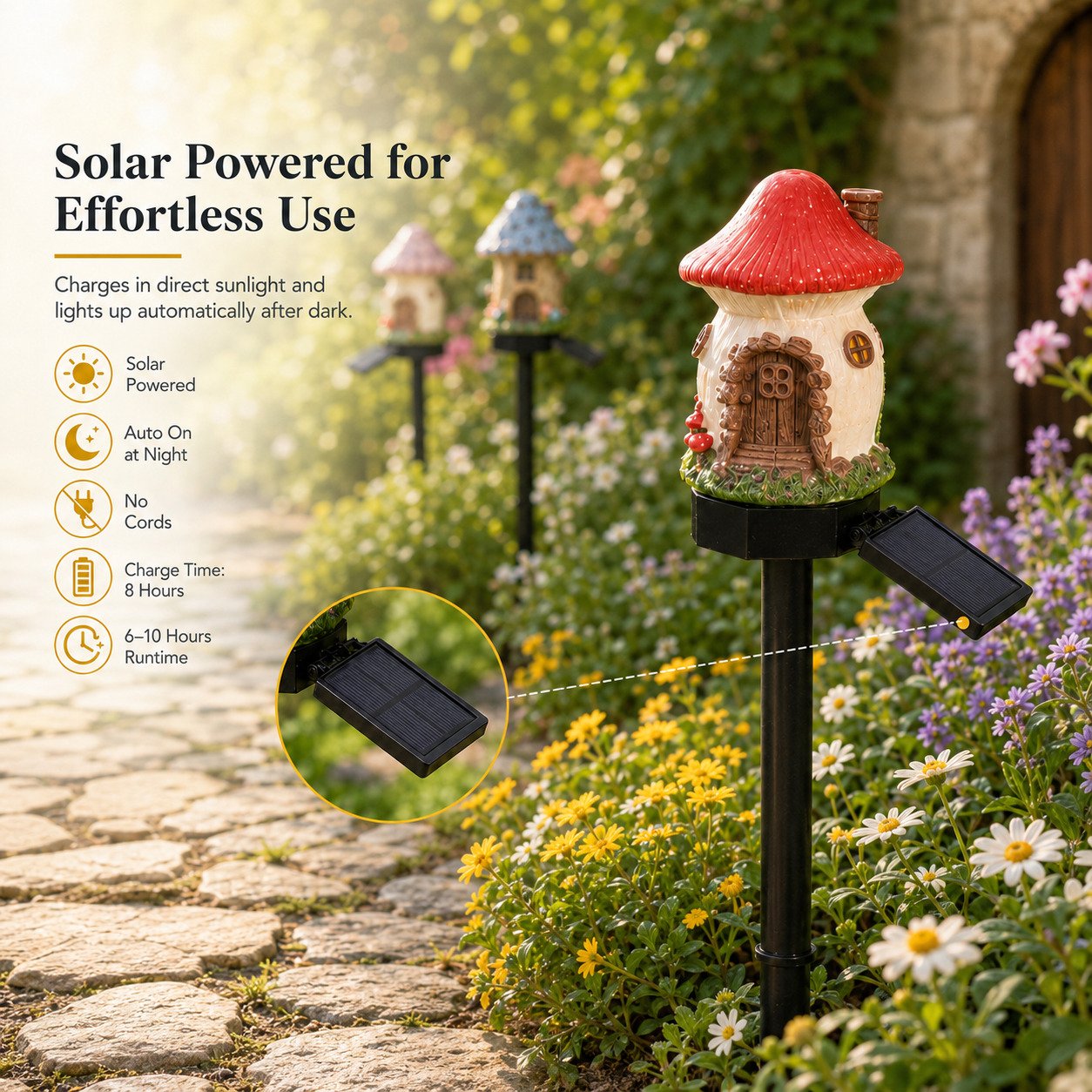 MushLumi – Solar Fairy-Tale Mushroom Cottage Light