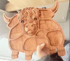 RusticGraze – Highland Cow Wooden Charcuterie Board