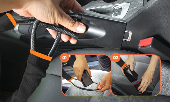 DriveDefender | Seat Belt + Steering Wheel Car Lock System