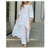 LunaFit – Women's Solid Color Linen Casual Suit