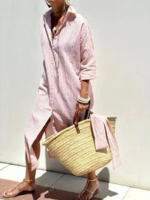 StripeMuse – Classic Striped Summer Shirt Dress