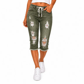 DenimBloom –  High Waist Cropped Denim Jeans