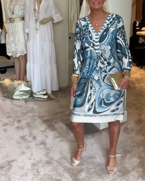 AureliaVee – Retro Print Casual Dress