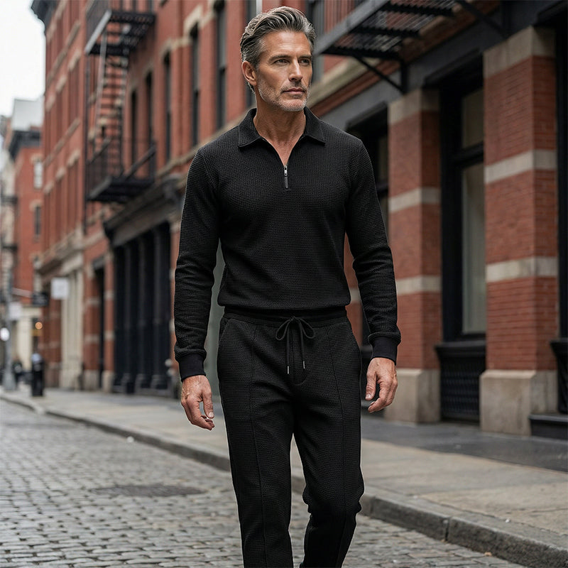 UrbanEase – Breathable Waffle Knit Lounge Set for Men