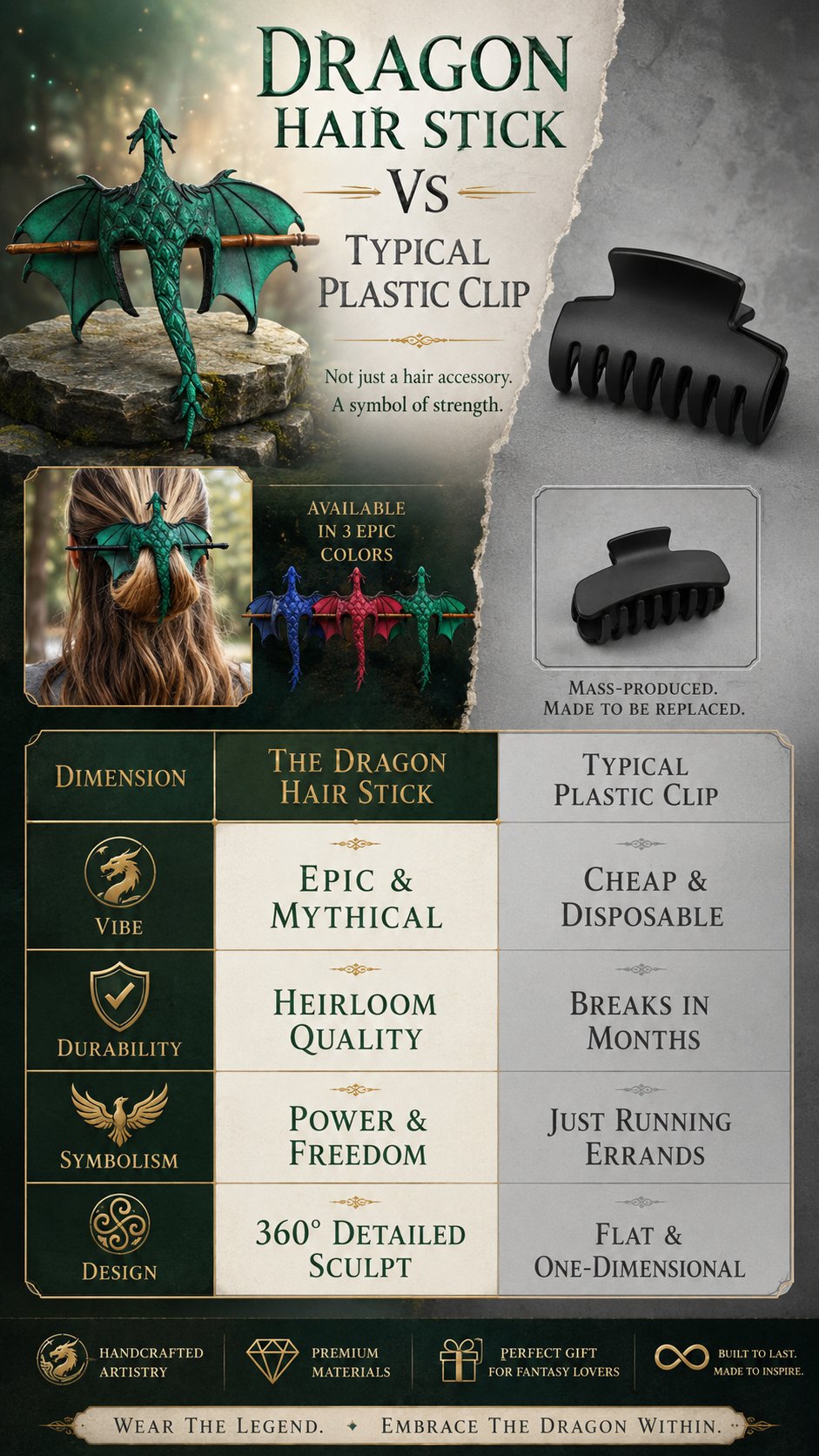 DragonCrown - Medieval Dragon Hair Stick