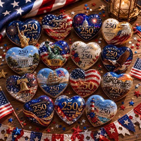 PatriotHearts – America 250th Anniversary Heart Ornament Collection