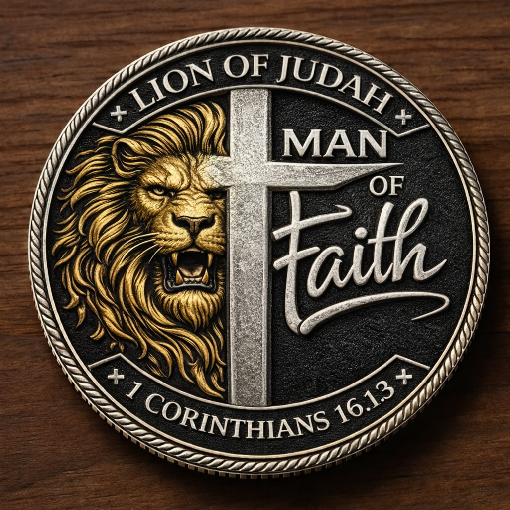 FaithValor – Man of Faith Warrior of the King Challenge Coin