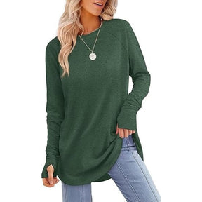 VeloraFit – Thumb Hole Curved Hem Tunic Shirt