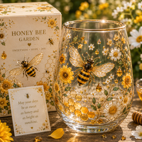 HoneyGlow Garden - Limited Edition Bee Glass Tea Cup