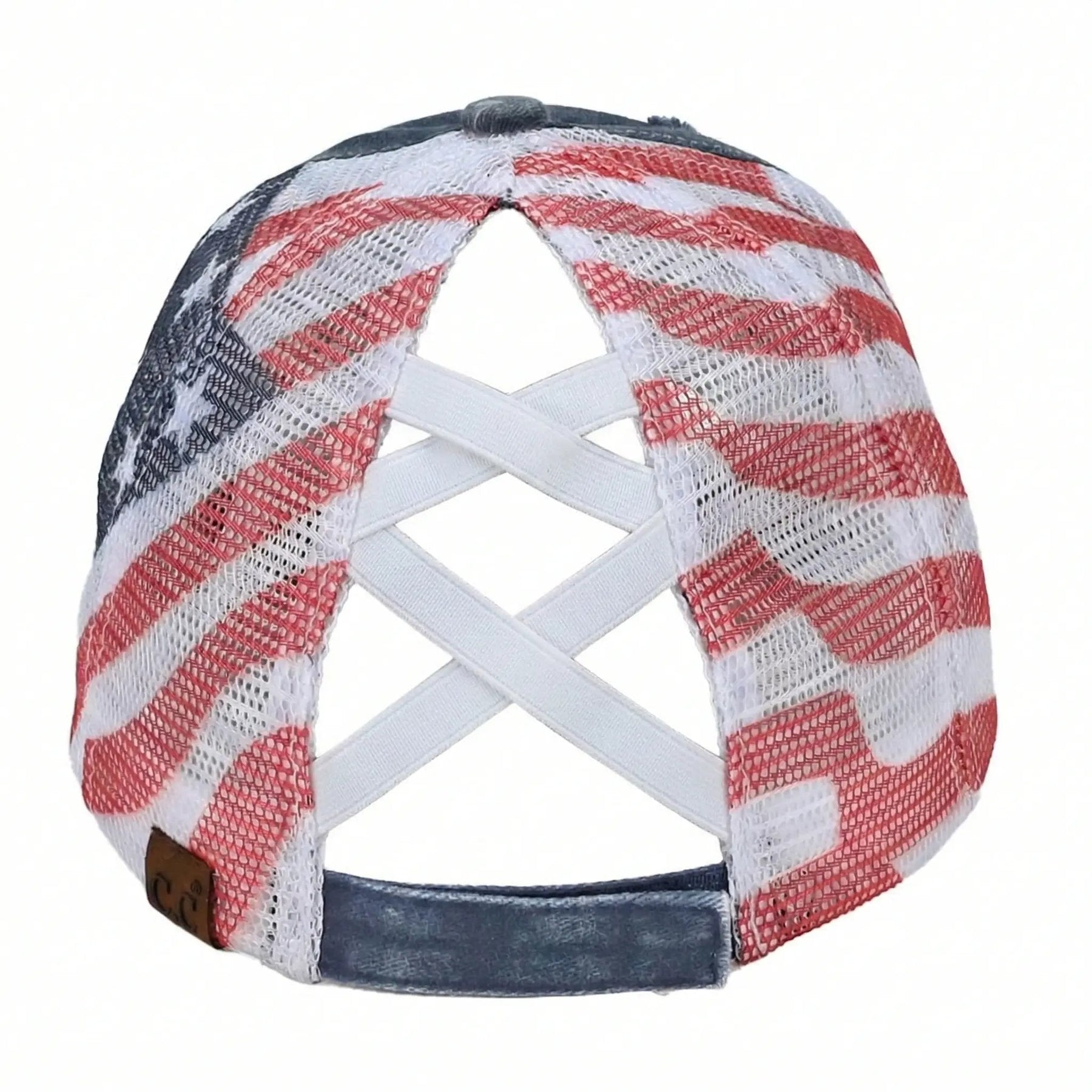 VistaCap – Multi-Level Criss-Cross American Flag Trucker Hat