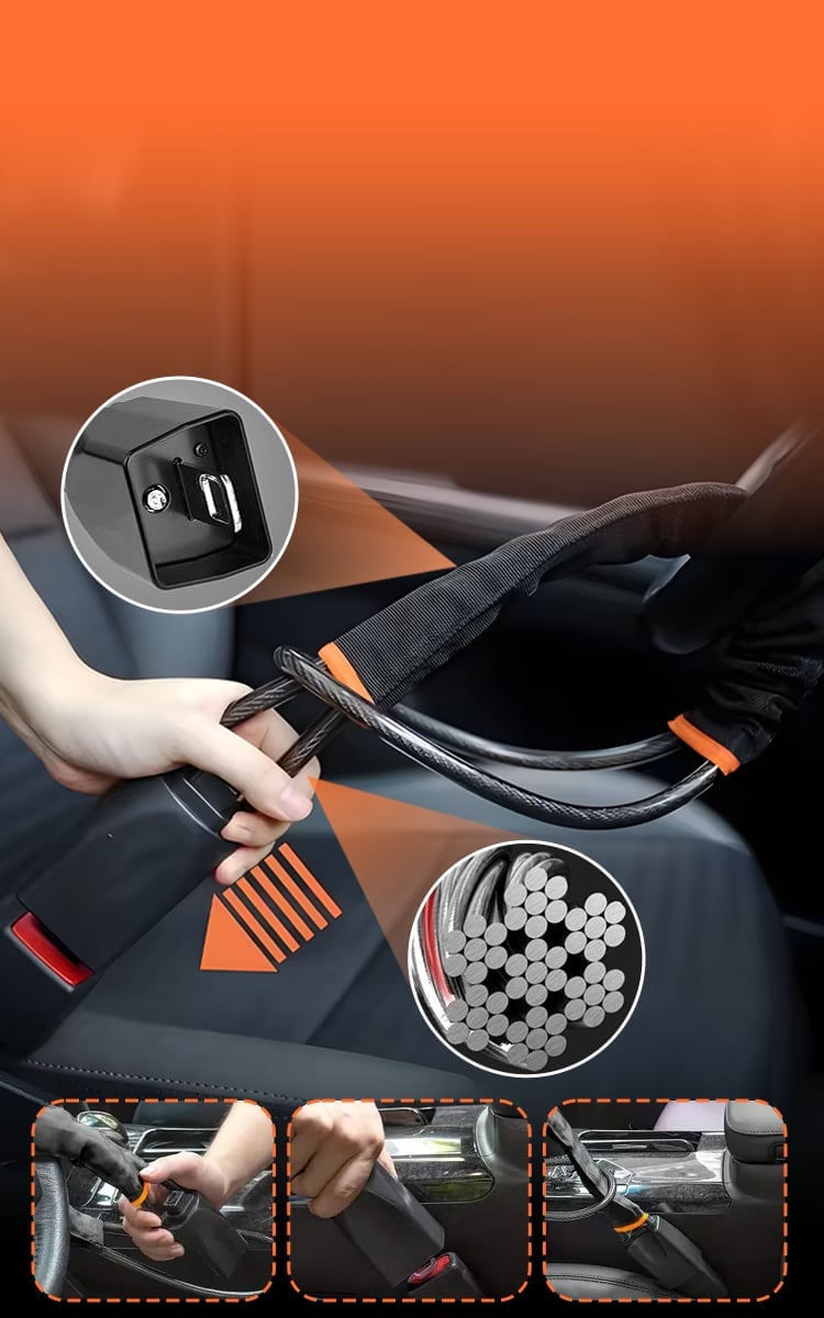 DriveDefender | Seat Belt + Steering Wheel Car Lock System