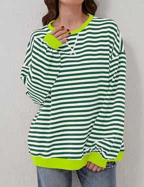 StripeAura – Women’s Color Block Striped Sweatshirt