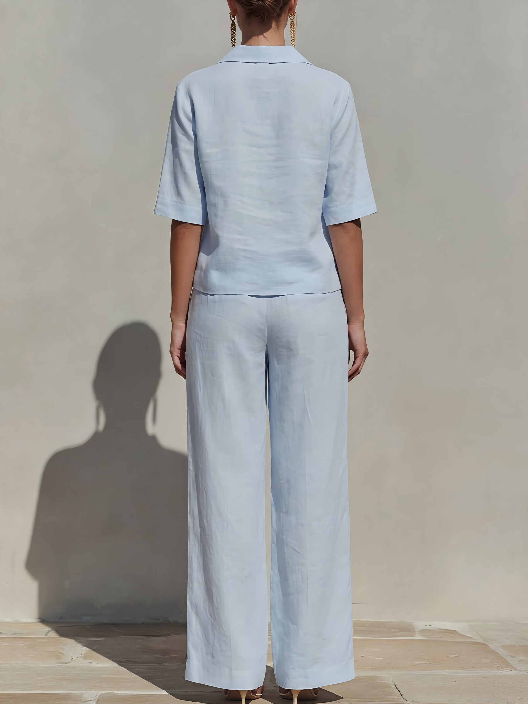 LinenLuxe – Women’s Solid Cotton Linen Two-Piece Set