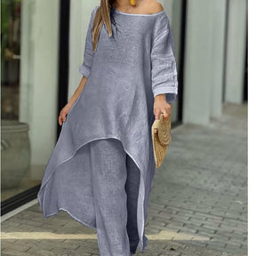 LunaFit – Women's Solid Color Linen Casual Suit