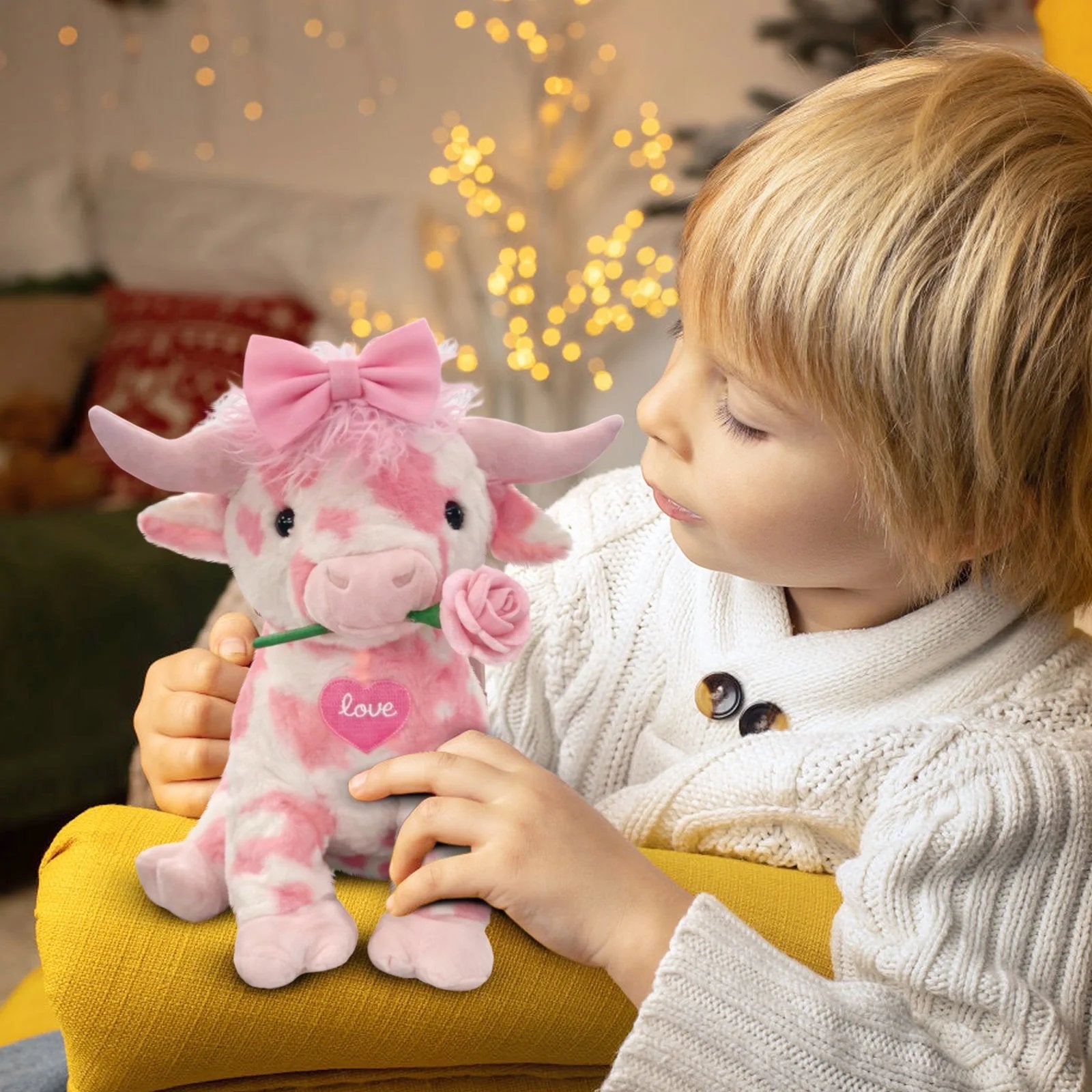 FluffyMoo – Cute Pink Cow Plush Doll