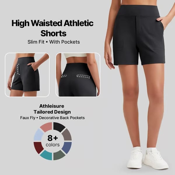 FitAura – Women’s High-Waisted Sport Shorts