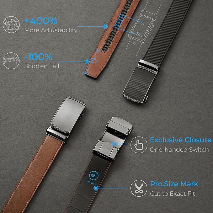 FlexFit – Micro-Adjust Leather Ratchet Belt