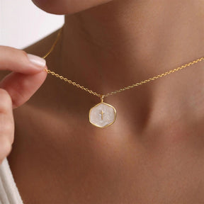 LuminaCross - Elegant Gold-Tone Faith Necklace