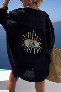 ShineFlow – Elegant Sparkle Button Shirt