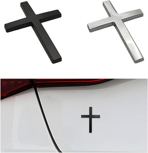 FaithRide – 3D Metal Cross Car Sticker