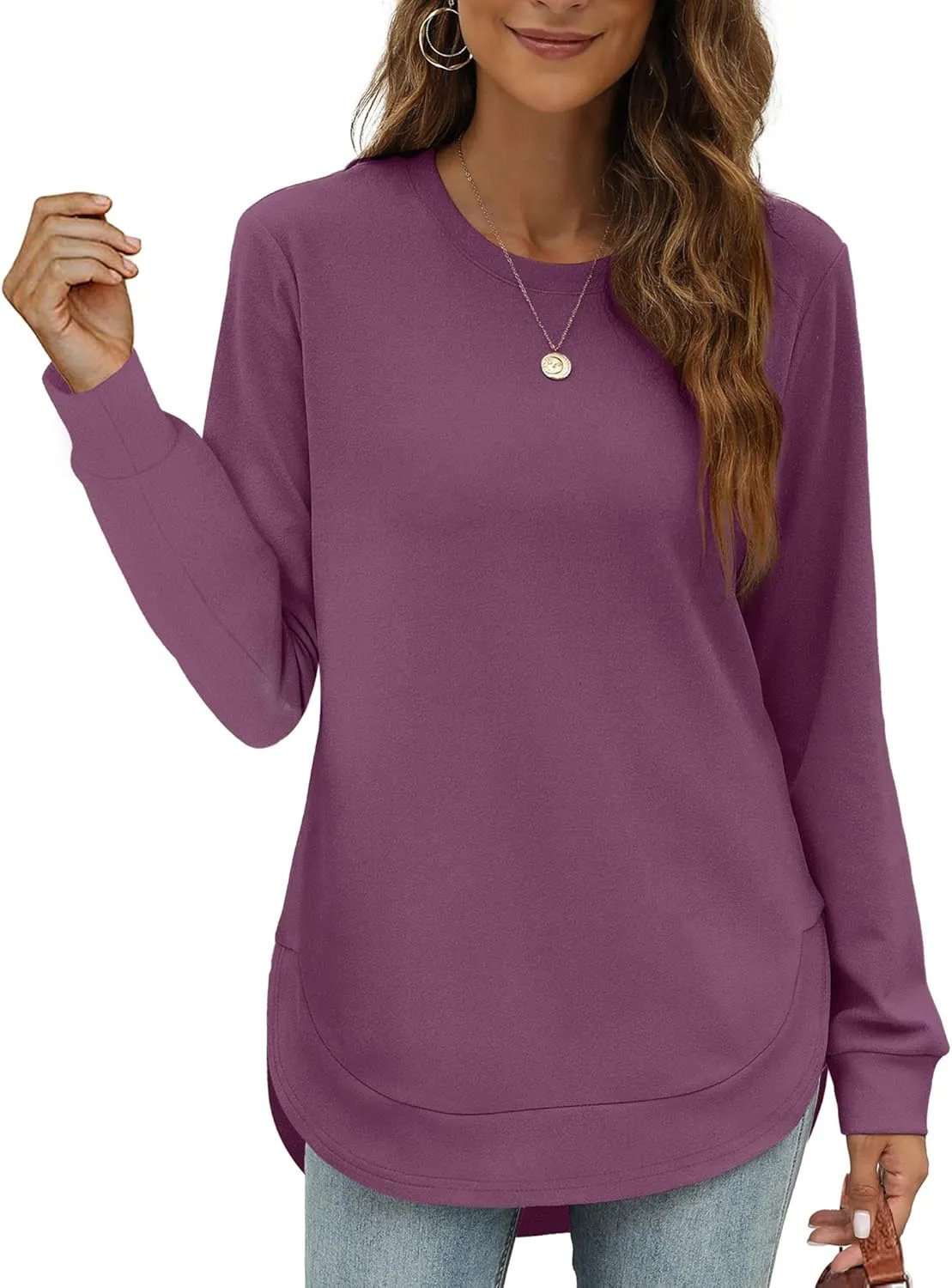 CurveFit – Soft Crewneck Sweatshirt All Day Comfort
