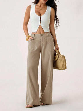 Linenora – Summer Cotton-Linen Palazzo Pants