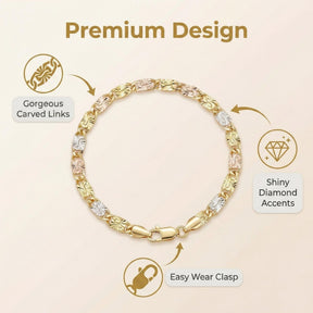 GoldenBlend – Three-Tone Link Bracelet
