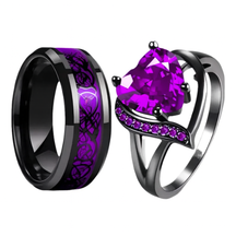 EternaBond – Celtic Dragon & Red Heart Couple Rings Set