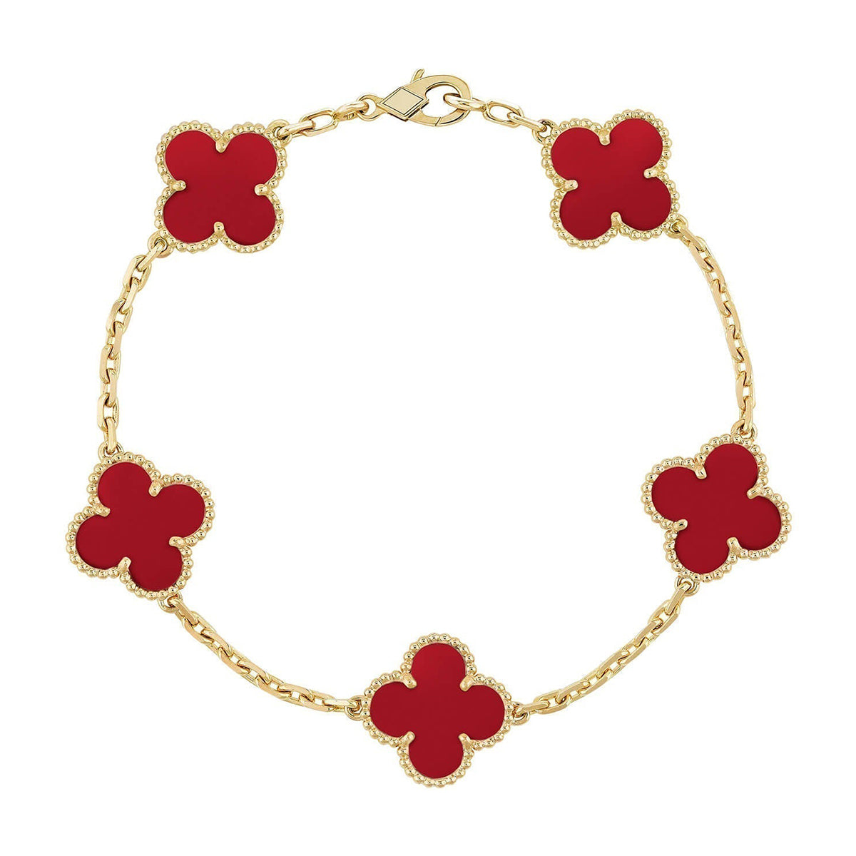 AuraLeaf – Lucky Carnelian Clover Bracelet