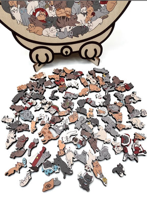 WhiskerCraft –  135 Pcs Cat Shaped Wooden Puzzle