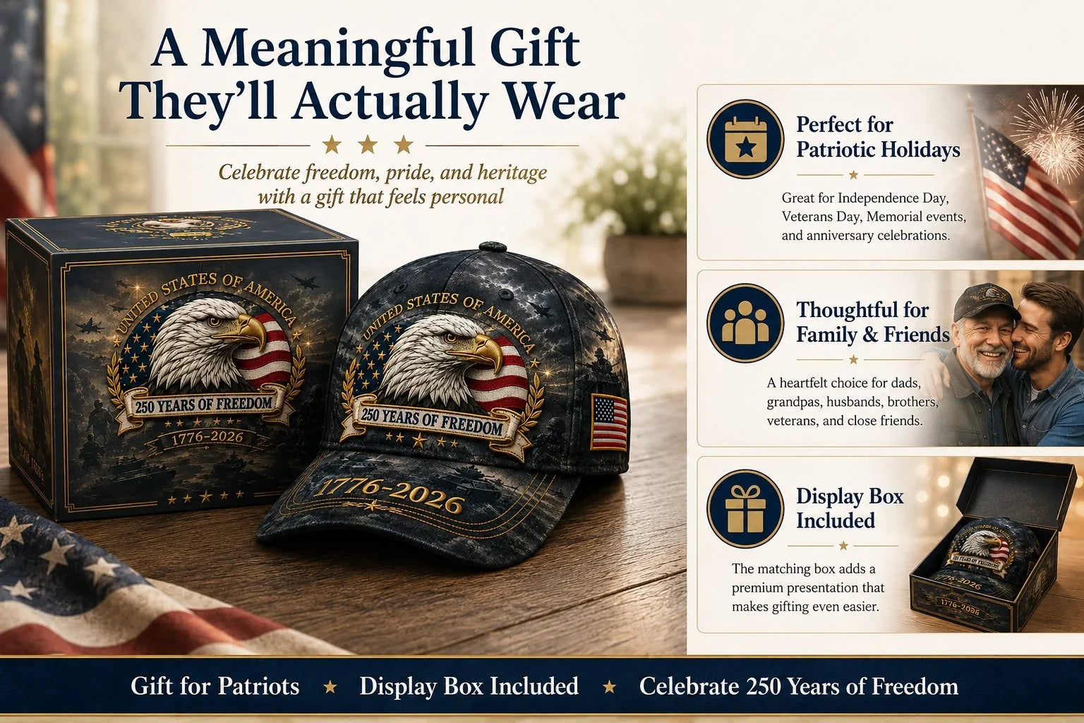 FreedomEagle – 250 Years Patriotic Heritage Cap
