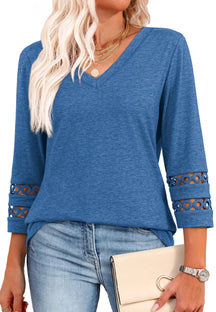 ClairaMode | Relaxed Fit V-Neck Sleeve Women Tee