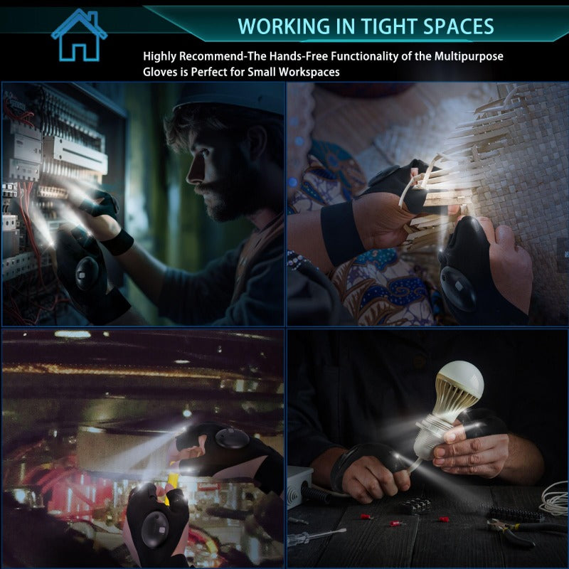 GlowGrip – Hands-Free LED Half Finger Gloves
