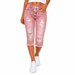 DenimBloom –  High Waist Cropped Denim Jeans