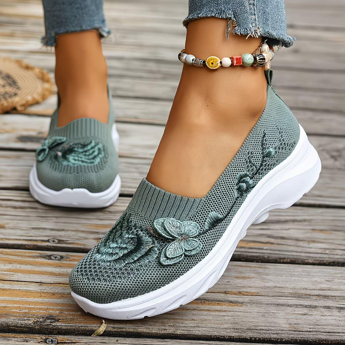 VelvetFlutter – Stylish Embroidered Loafers