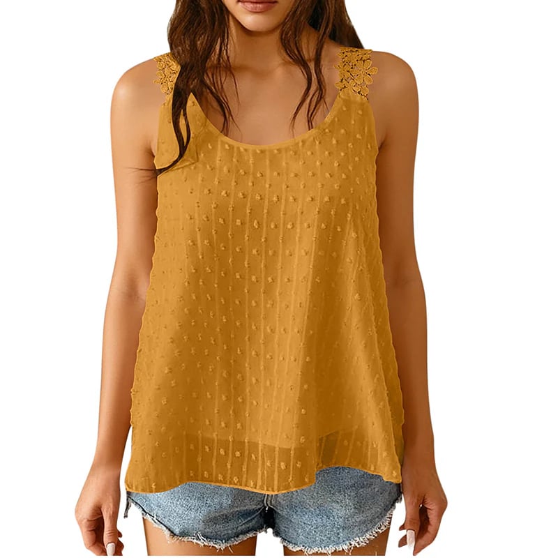 LaceBloom - Elegant Dot Lace Strap Tank Top