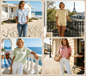 LunaWear – Round Neck Short Sleeve Blouse