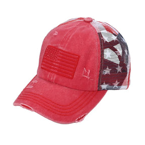 VistaCap – Multi-Level Criss-Cross American Flag Trucker Hat