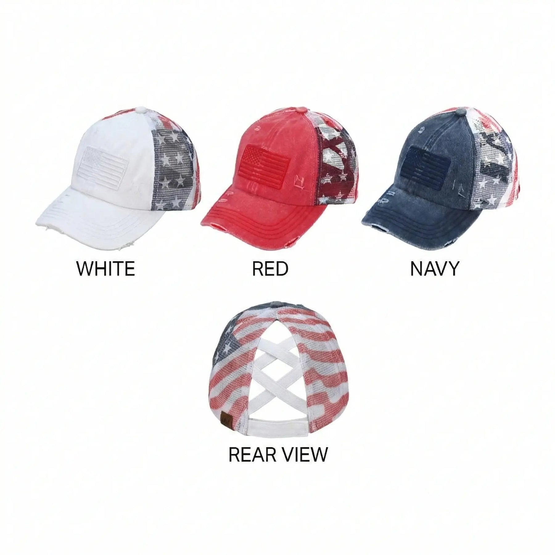 VistaCap – Multi-Level Criss-Cross American Flag Trucker Hat