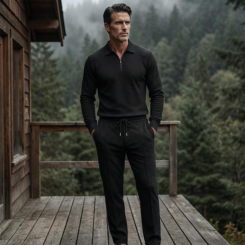 UrbanEase – Breathable Waffle Knit Lounge Set for Men