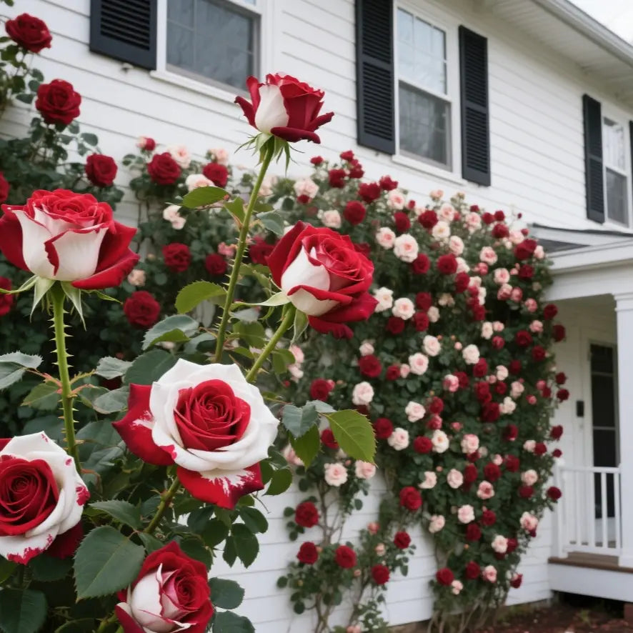 RoseLuxe – Rare Twin Red White Rose Flower Seeds