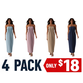 HalterTie – Elegant Back Maxi Dress with Pockets