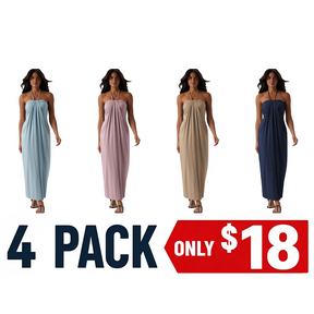 HalterTie – Elegant Back Maxi Dress with Pockets