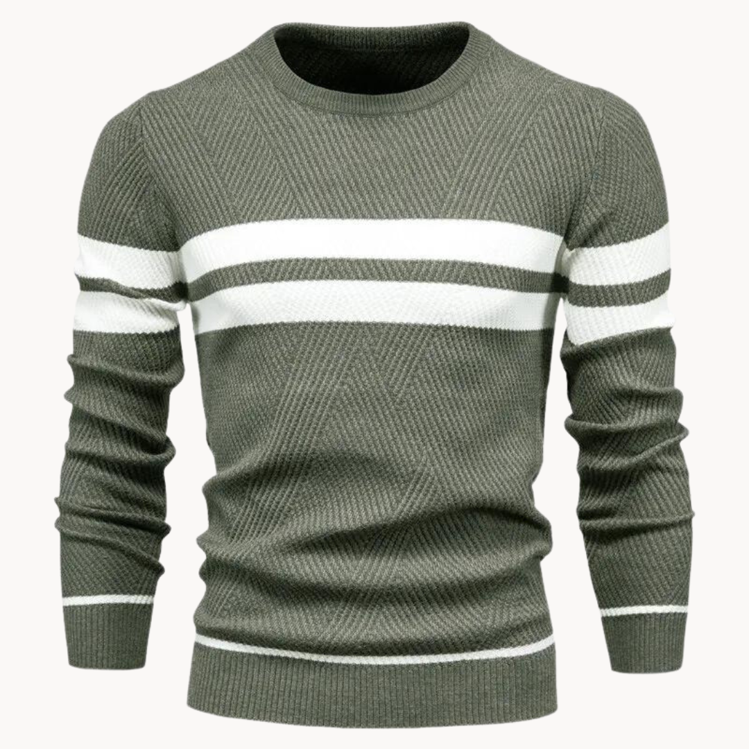 Zander Field Stripe Cotton Crewneck | Lupi