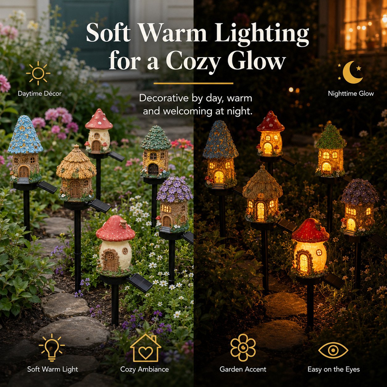 MushLumi – Solar Fairy-Tale Mushroom Cottage Light
