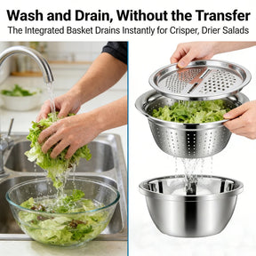 GrateCraft | 3-in-1 Stainless Steel Grater Bowl
