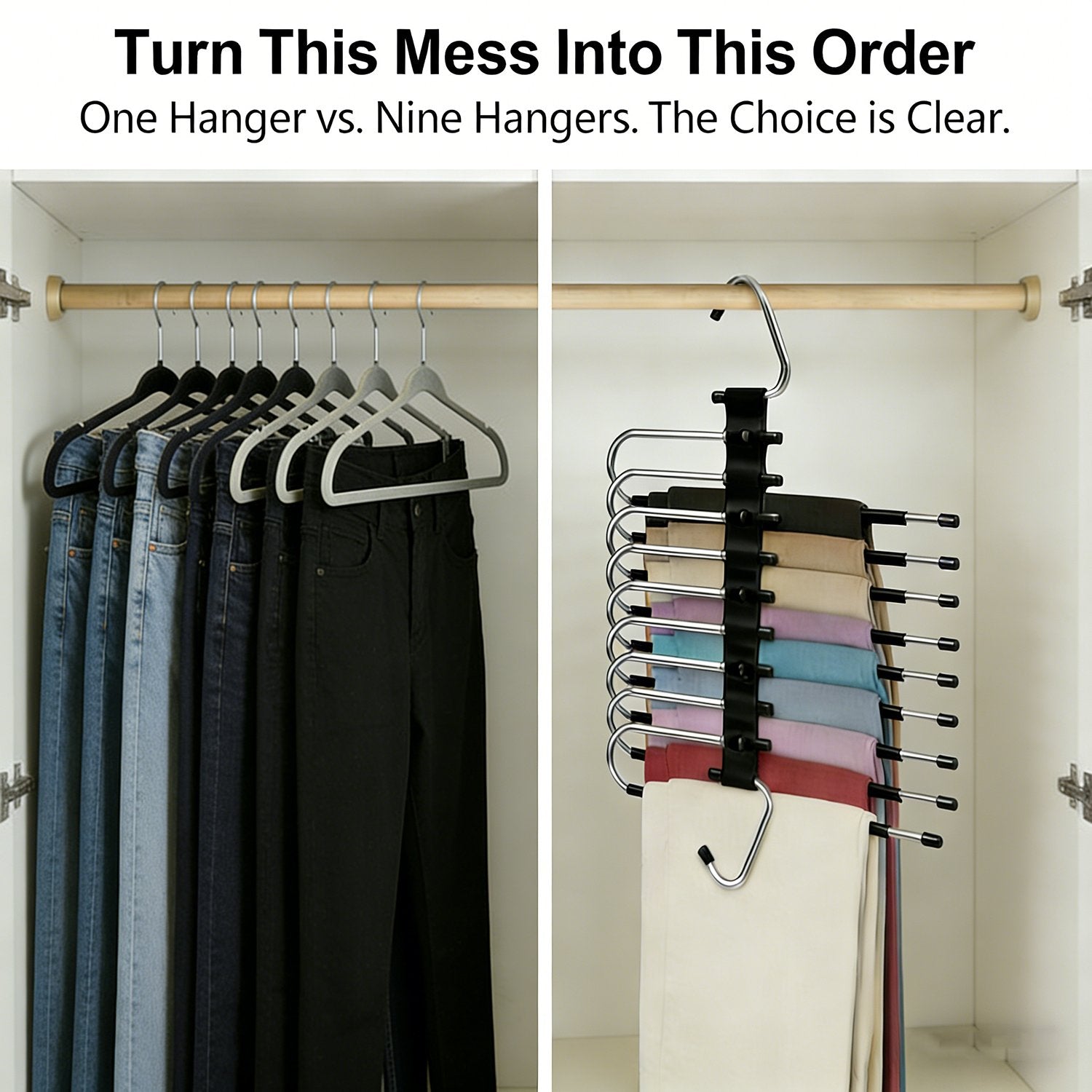 ClosetMax – 9-Tier Hanging Pants Organizer