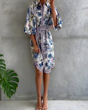 Eleganza Flow – Printed A-Line Dress